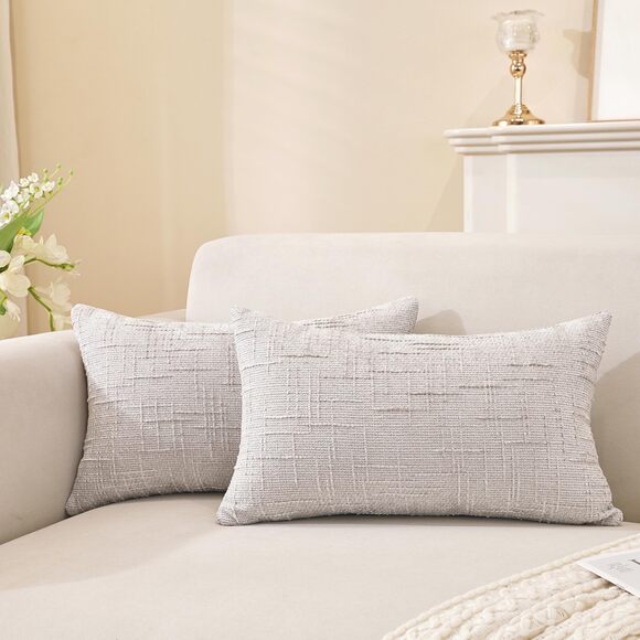 Other - 5310 Chenille Throw Pillow Covers 12x20 Inch Set of 2,Thick Textured Slubby